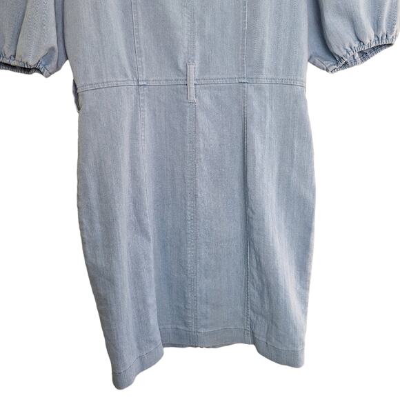 Haute Monde Denim Spring Mini Dress Front Zipper & Puff Short Sleeves M - Picture 8 of 12